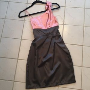 One shoulder Color blocked cocktail dress